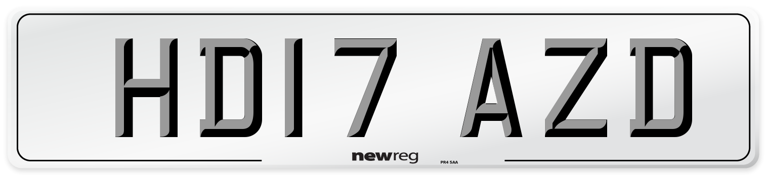 HD17 AZD Number Plate from New Reg